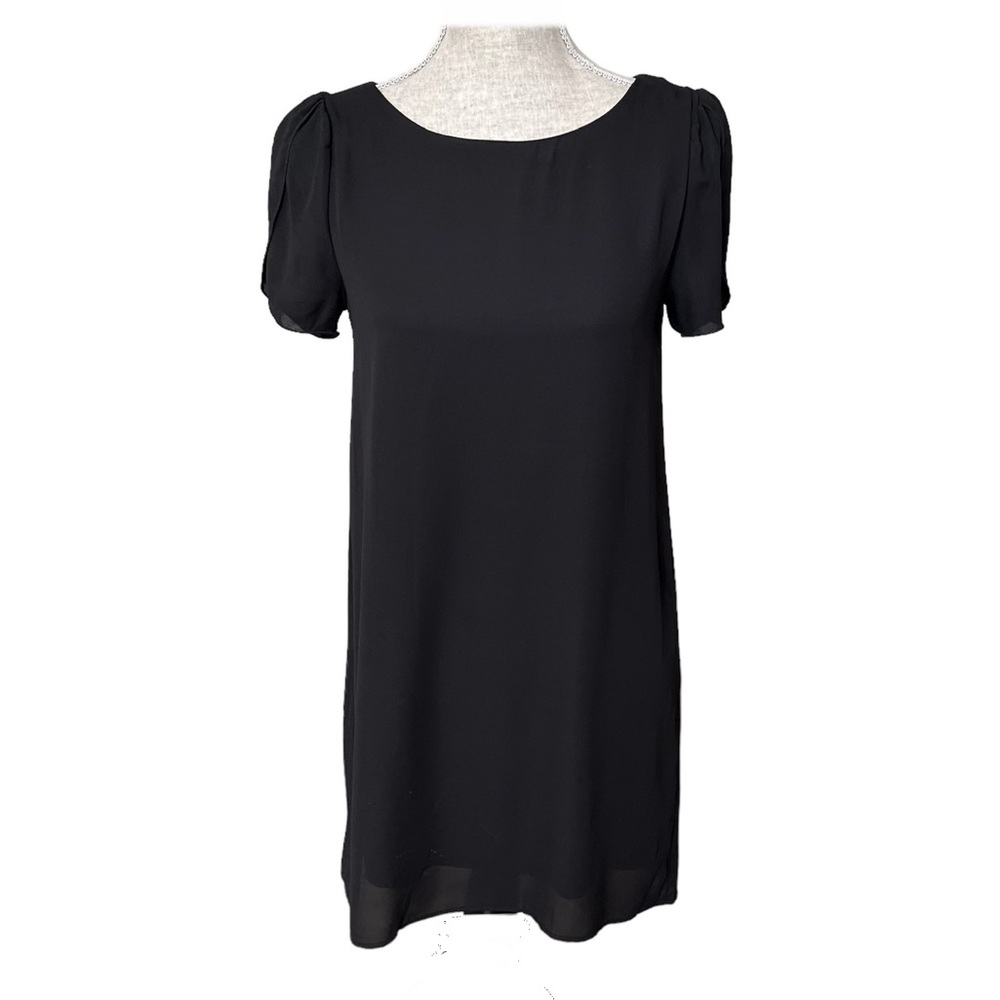 Alya Short Sleeve Slip Shirt Dress Cap Flutter Sleeve LBD Size Small Flowy